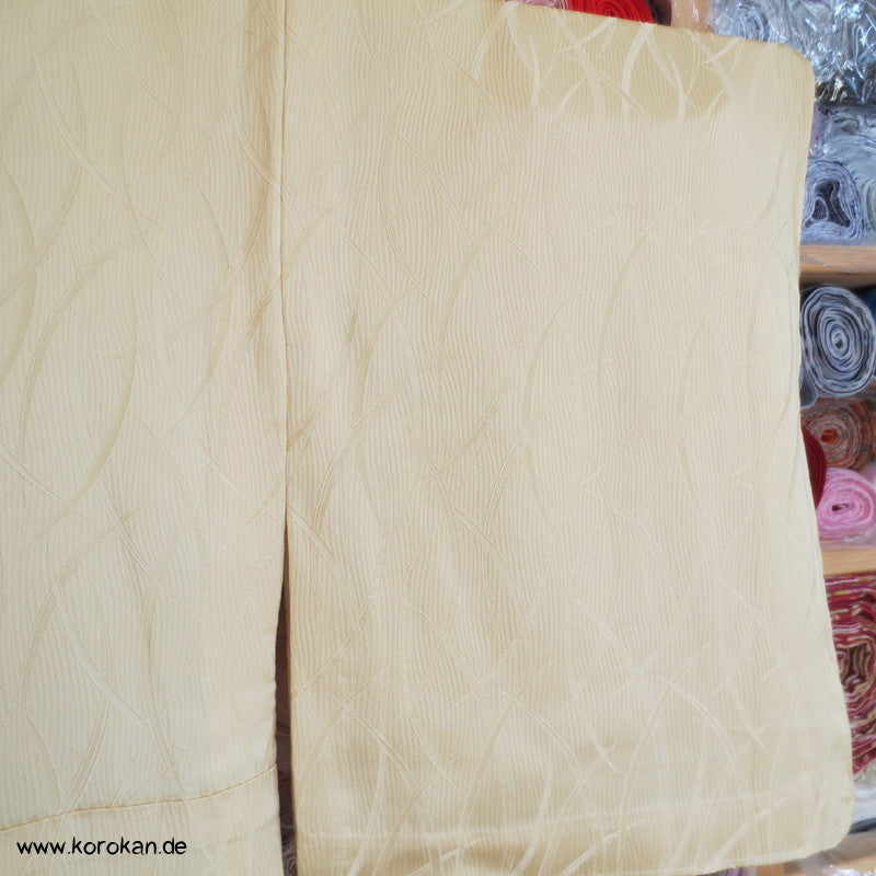 gewebtes Gräsermuster hellgelber Seidendamast Iromuji Hitoe Kimono