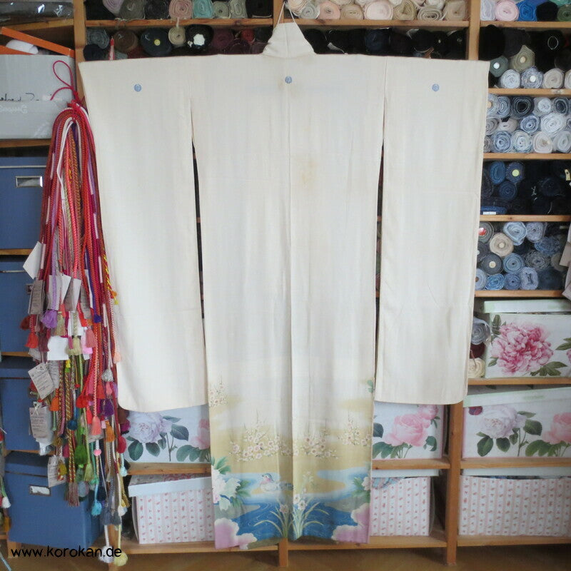 Furisode ? Nakagi? antiker Kimono, leicht mit Mandarinenten