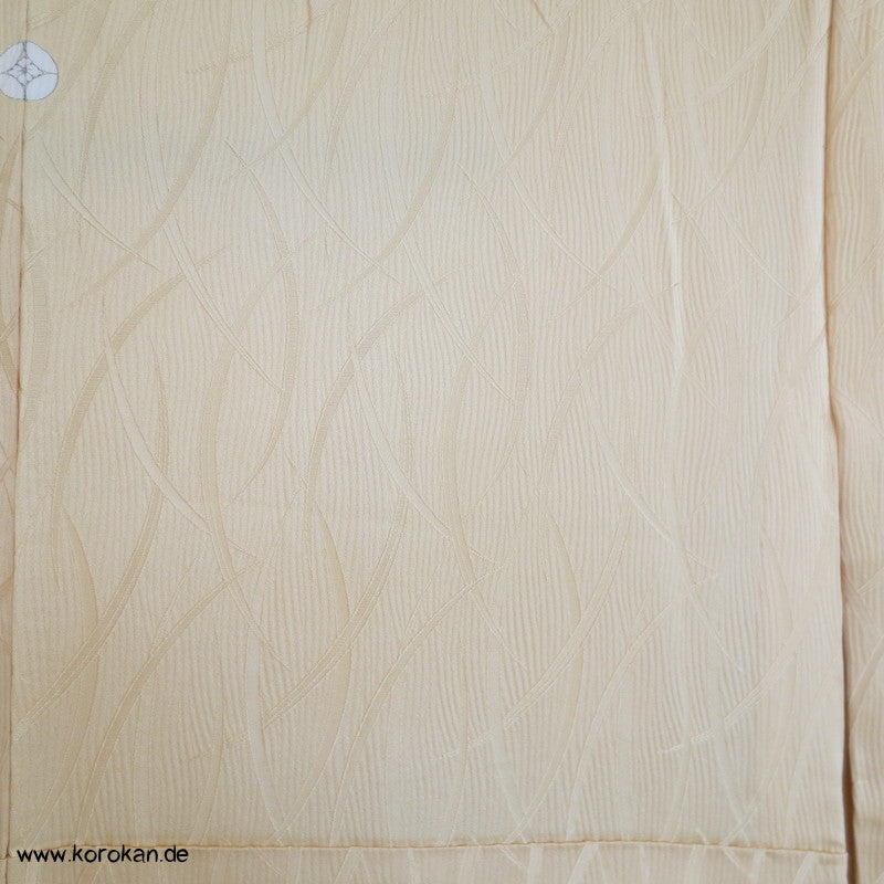 gewebtes Gräsermuster hellgelber Seidendamast Iromuji Hitoe Kimono
