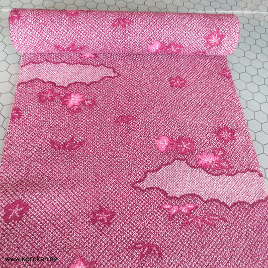 Stoffrolle Seersucker Fake Shibori Wolken und Blätter