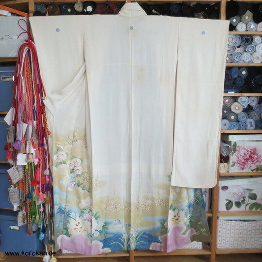 Furisode ? Nakagi? antiker Kimono, leicht mit Mandarinenten