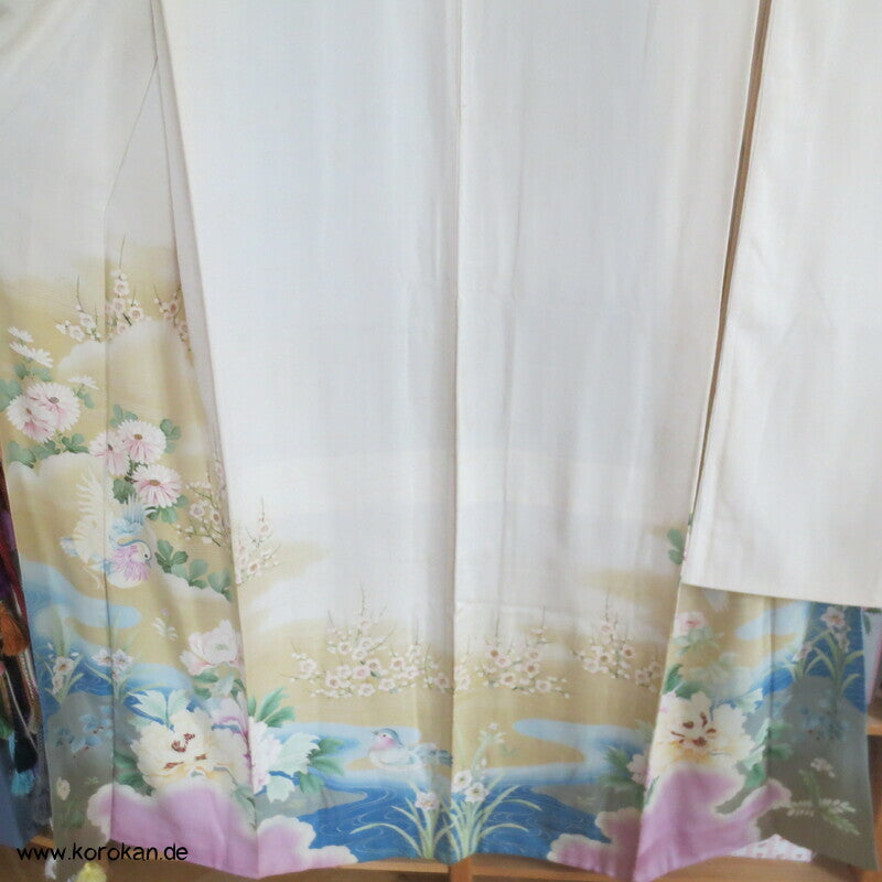 Furisode ? Nakagi? antiker Kimono, leicht mit Mandarinenten