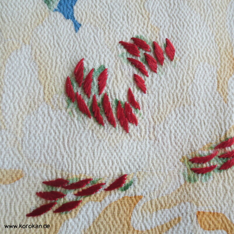 Furisode ? Nakagi? antiker Kimono, leicht mit Mandarinenten