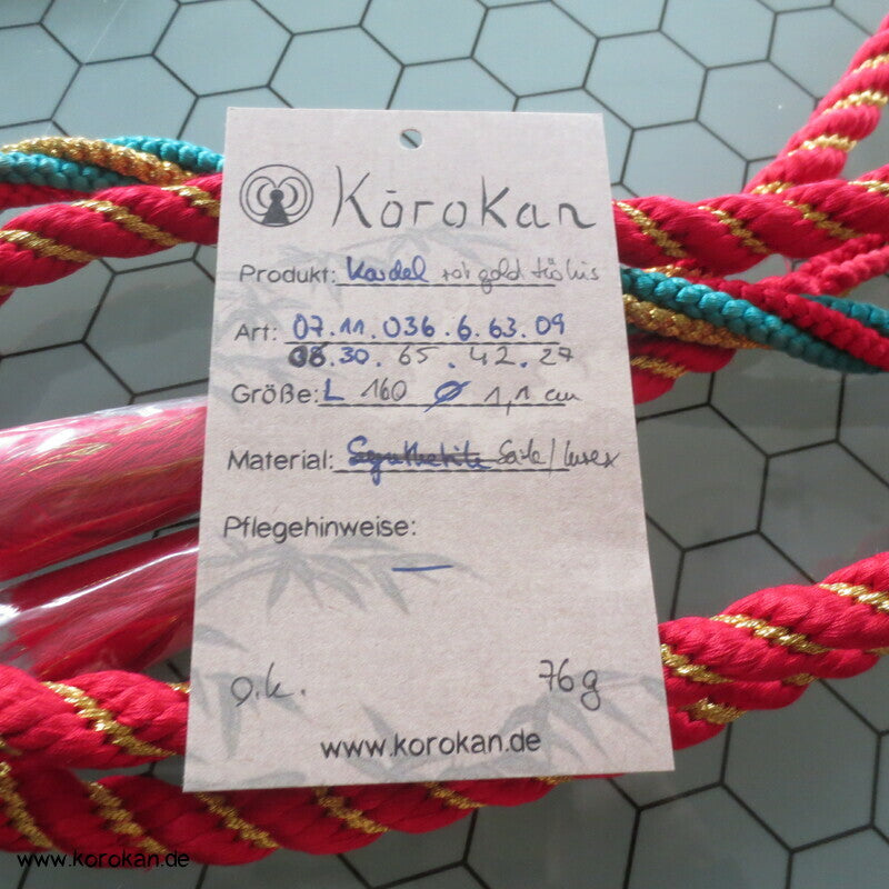 rot gold türkis Kordel Obijime, Seide