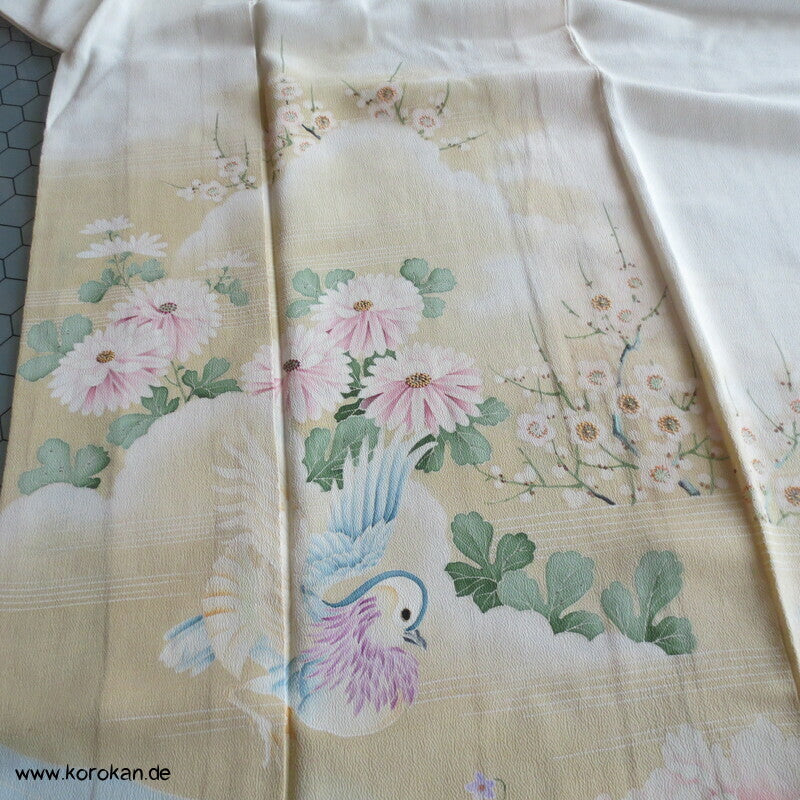 Furisode ? Nakagi? antiker Kimono, leicht mit Mandarinenten