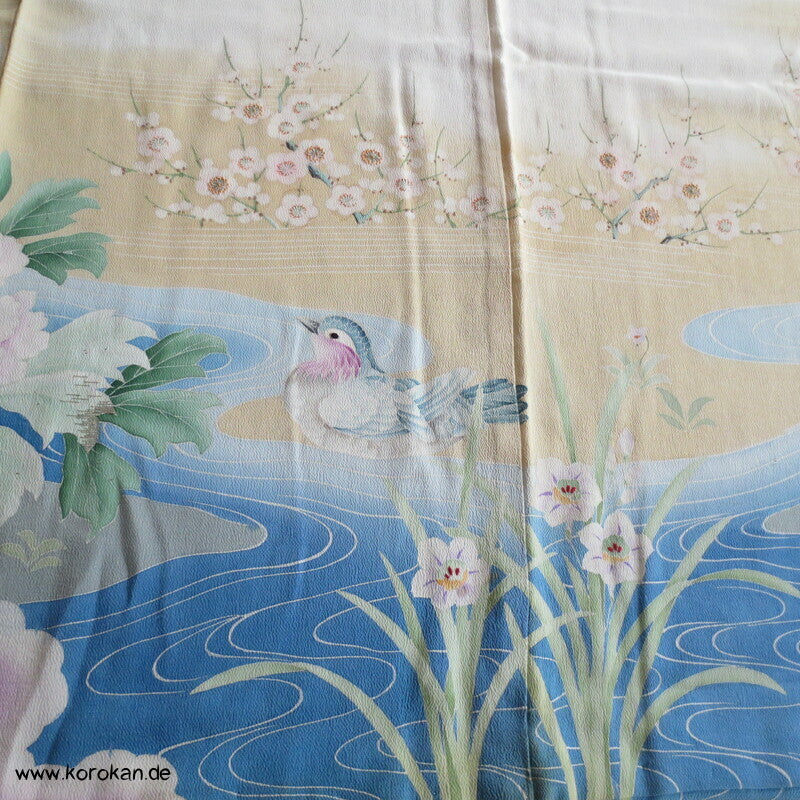 Furisode ? Nakagi? antiker Kimono, leicht mit Mandarinenten