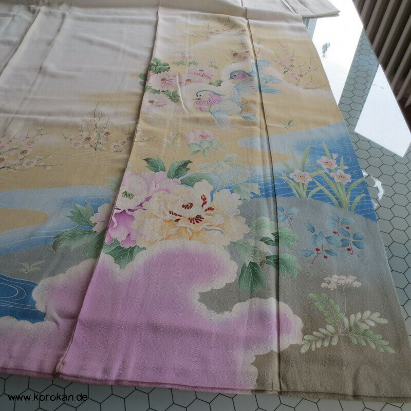 Furisode ? Nakagi? antiker Kimono, leicht mit Mandarinenten