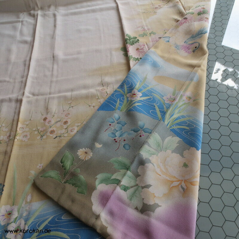 Furisode ? Nakagi? antiker Kimono, leicht mit Mandarinenten