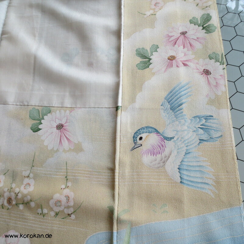 Furisode ? Nakagi? antiker Kimono, leicht mit Mandarinenten