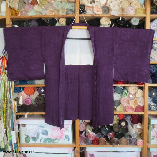 dunkelauberginelila Iromuji Seidendamast Haori
