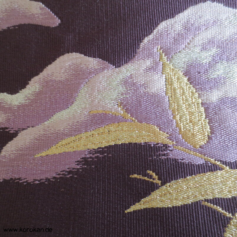 Berge und Bambus Nagoya Seiden Obi - aubergine Rips