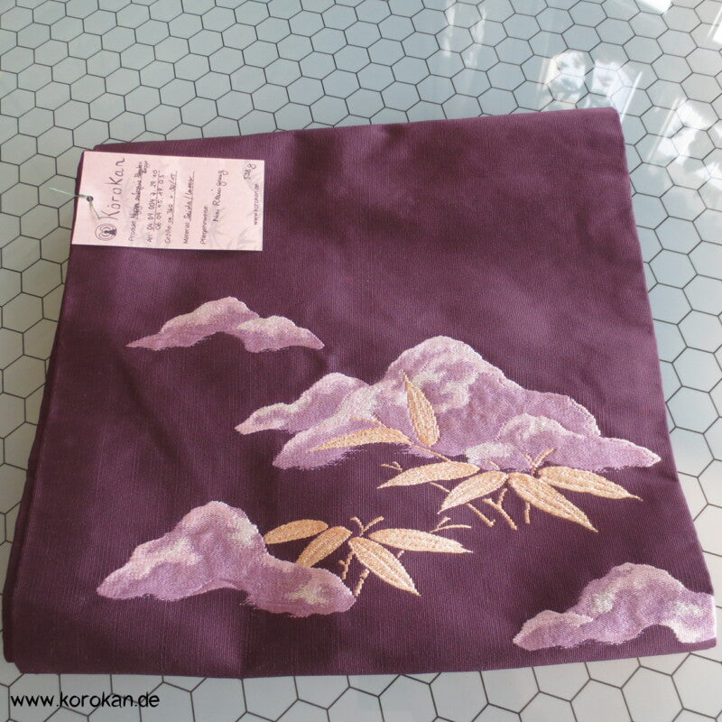 Berge und Bambus Nagoya Seiden Obi - aubergine Rips