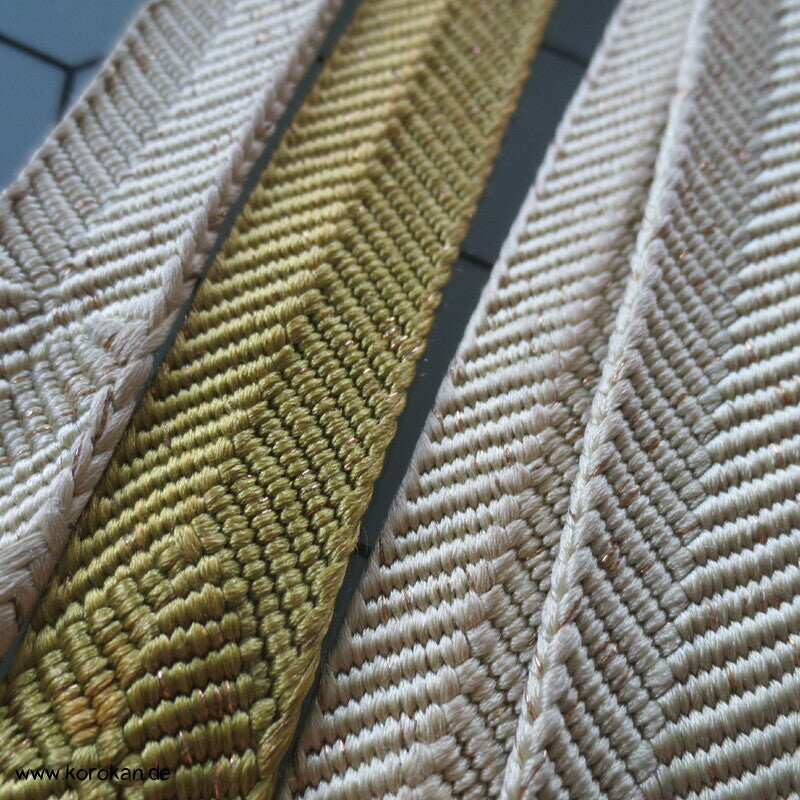 khaki gold Obijime, Seide / Lurex