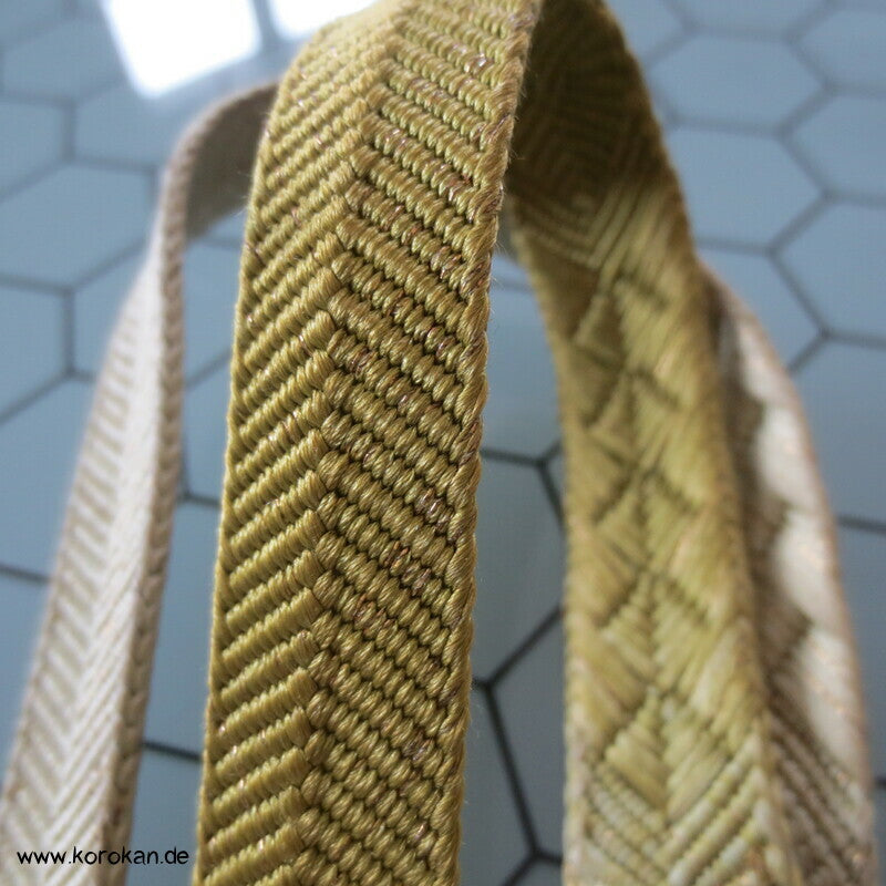 khaki gold Obijime, Seide / Lurex
