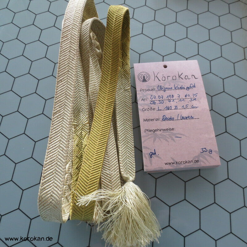 khaki gold Obijime, Seide / Lurex