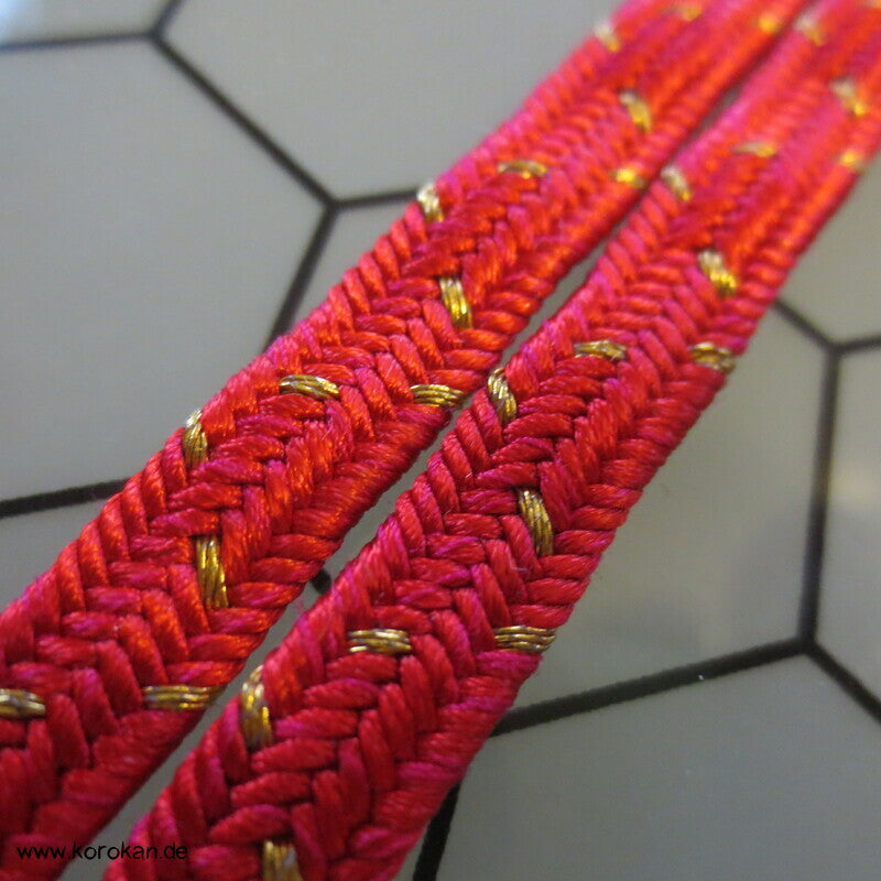 Haori Himo - Seide, rot mit gold durchzogen