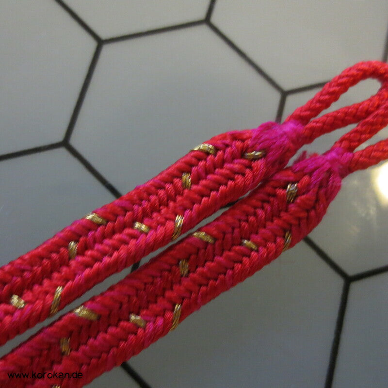 Haori Himo - Seide, rot mit gold durchzogen