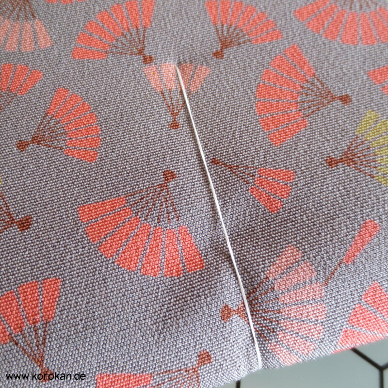 Fächer auf grauem Crepe Originalgehefteter Fukuro Obi