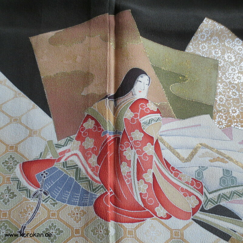 Junihitoe Hime und Verehrer Tomesode Kimono