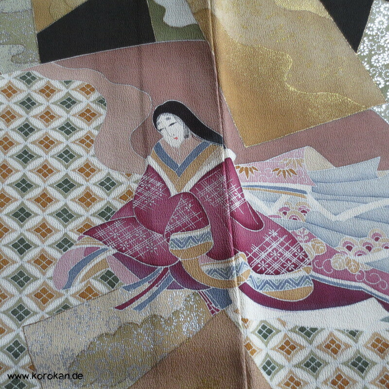 Junihitoe Hime und Verehrer Tomesode Kimono