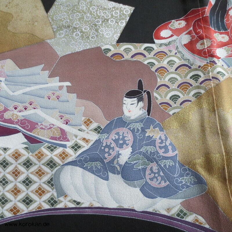 Junihitoe Hime und Verehrer Tomesode Kimono