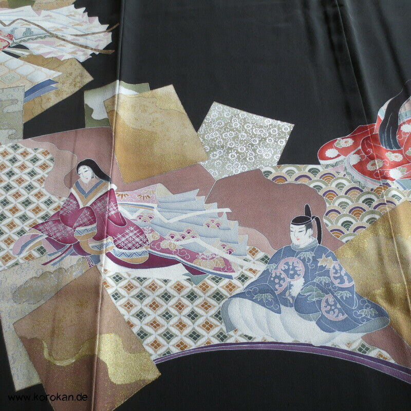 Junihitoe Hime und Verehrer Tomesode Kimono