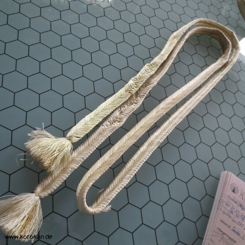 blassgrün weiß Obijime, Seide / Lurex