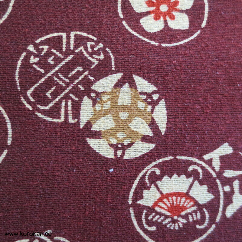 Mon Druck grobgewebte Tsumugi Seide, kastanienbraun