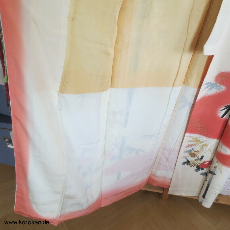 Bambus, goldgestickte Kiku Homongi Kimono