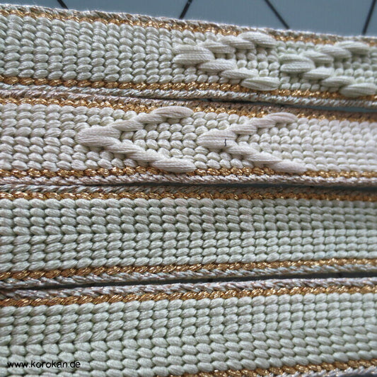 V Muster mit Seitenkante Obijime, Seide / Lurex,