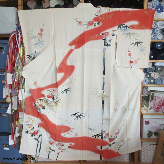 Bambus, goldgestickte Kiku Homongi Kimono