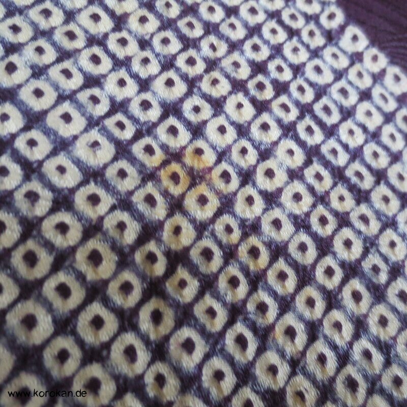 Shibori Wolkenmuster, aubergine Seidendamast Tsukesage Kimono