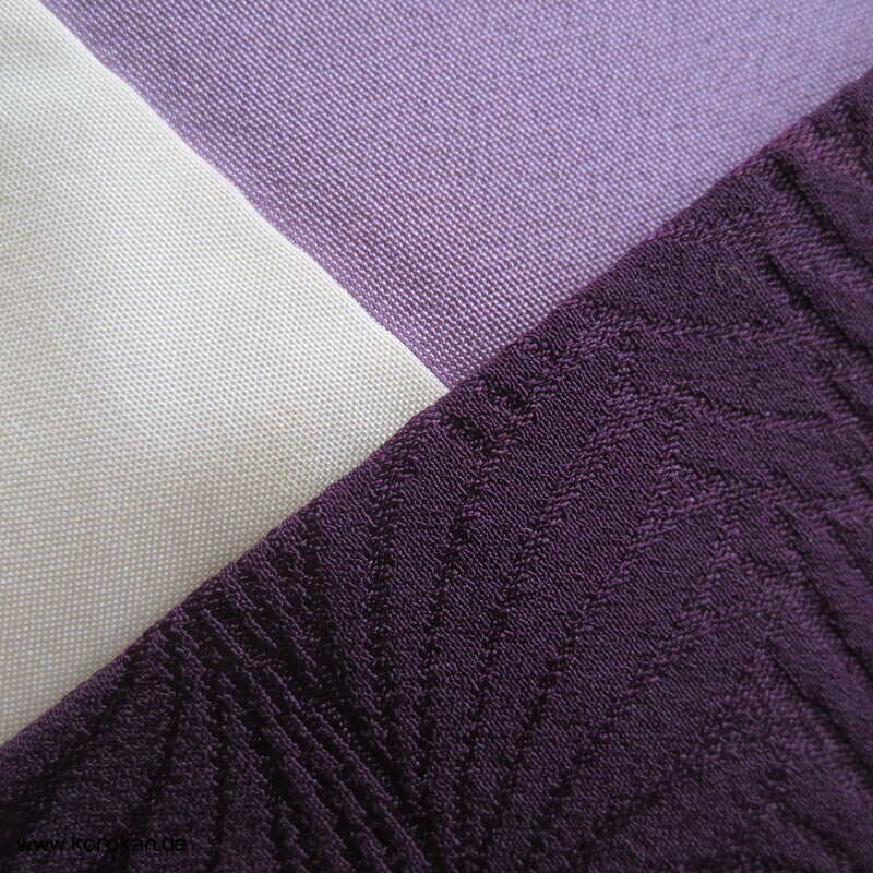 Shibori Wolkenmuster, aubergine Seidendamast Tsukesage Kimono