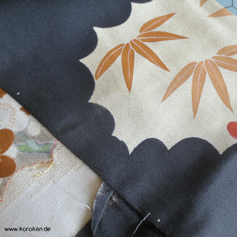 Tomesode, Ume und Bambus, viel Gold Seiden Karieba