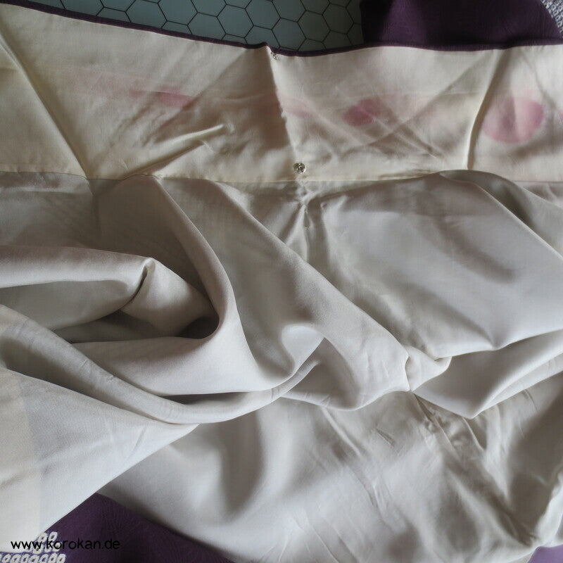 Shibori Wolkenmuster, aubergine Seidendamast Tsukesage Kimono