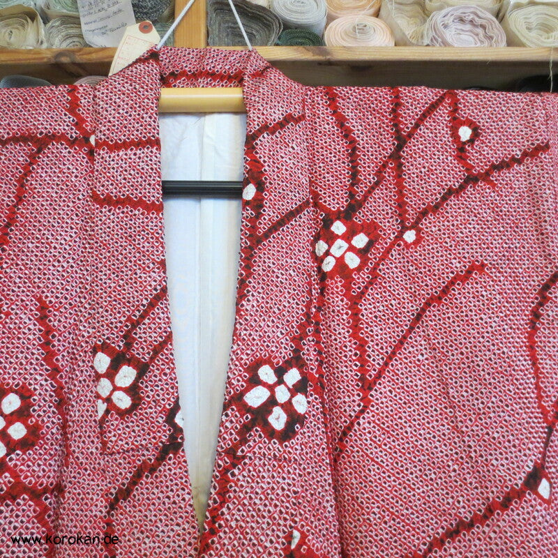 Komon Kimono Full Shibori Seiden Ume Blütenzweige
