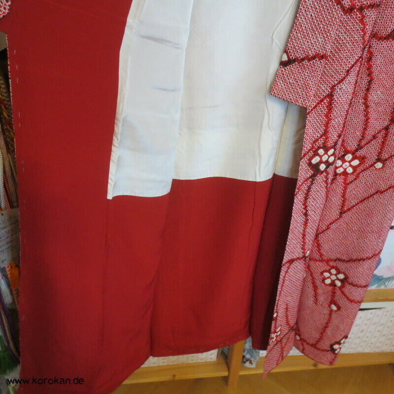 Komon Kimono Full Shibori Seiden Ume Blütenzweige
