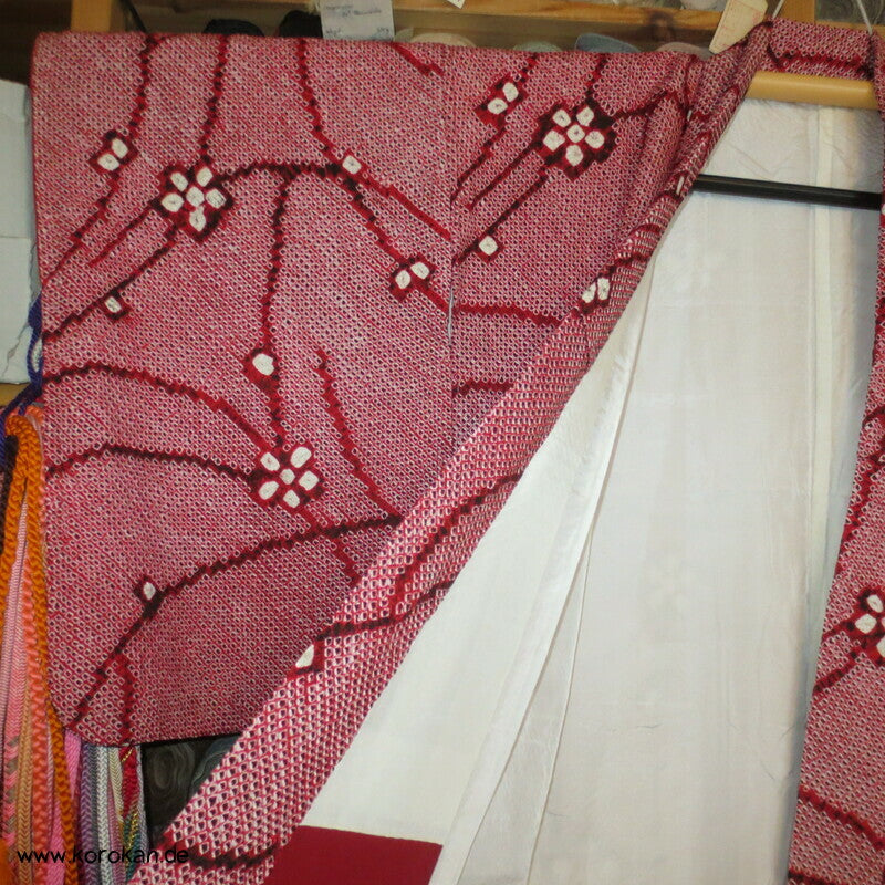 Komon Kimono Full Shibori Seiden Ume Blütenzweige