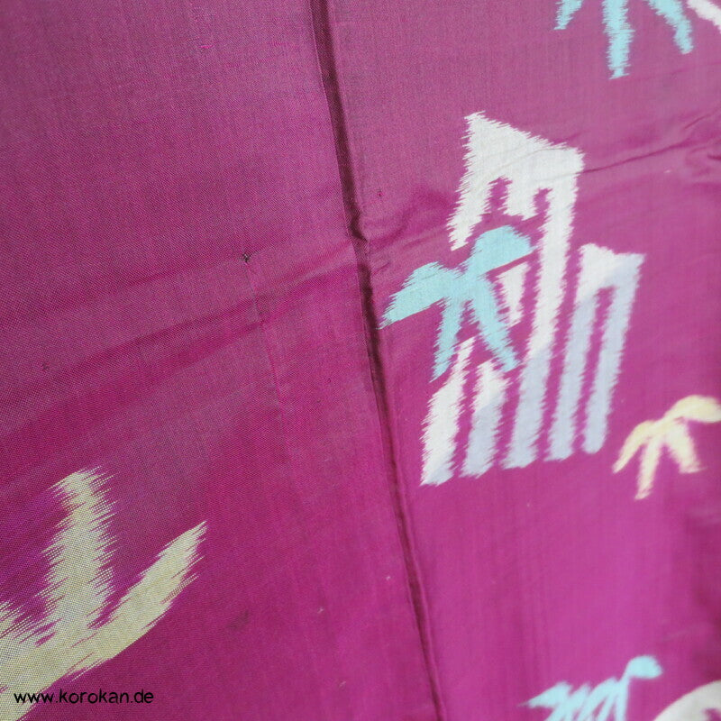 Japan Art Deco Genjiko und Bambus Meisen Seiden Kimono