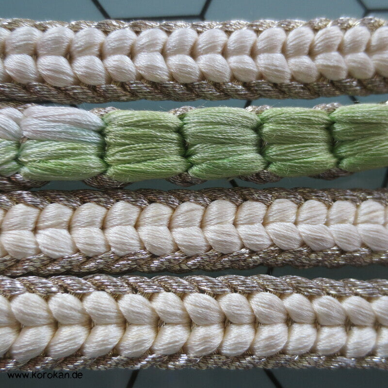 natur silber mit jade Obijime, Seide / Lurex