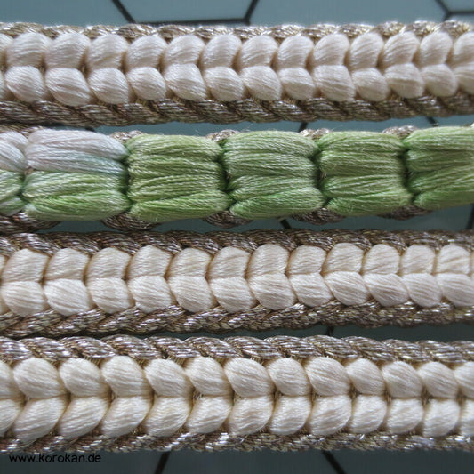 natur silber mit jade Obijime, Seide / Lurex
