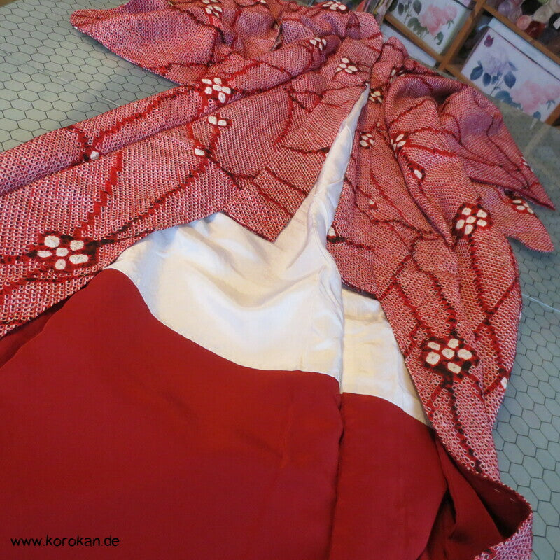 Komon Kimono Full Shibori Seiden Ume Blütenzweige
