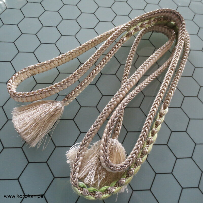 natur silber mit jade Obijime, Seide / Lurex