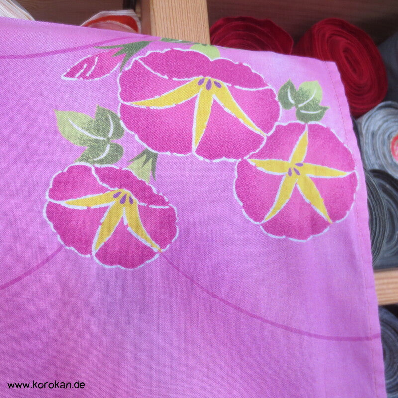 Yukata Kimono, reine Baumwolle, rosa Asagao und Kikiyo, Sakura Blumen