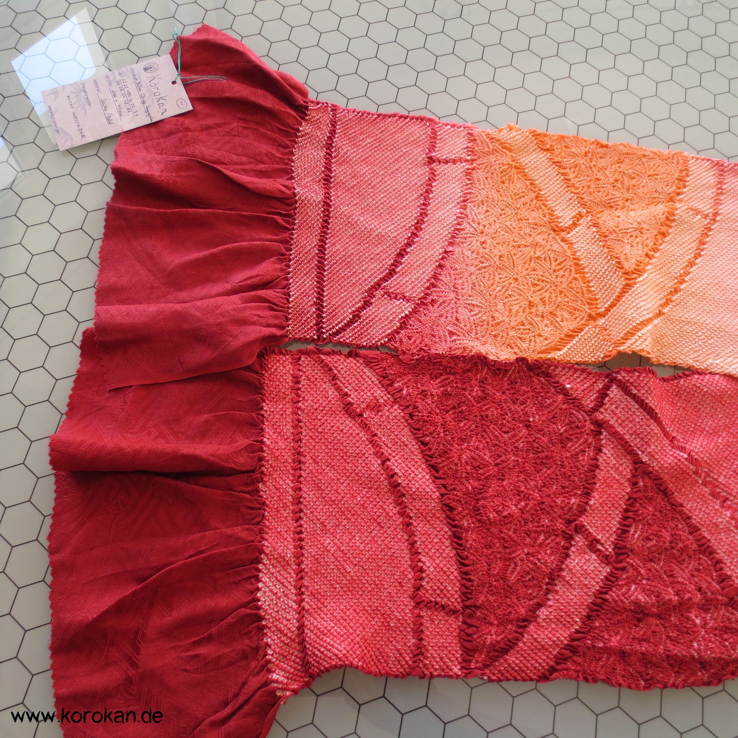 Shibori Sayagata Rinzu Damast Seide Obiage