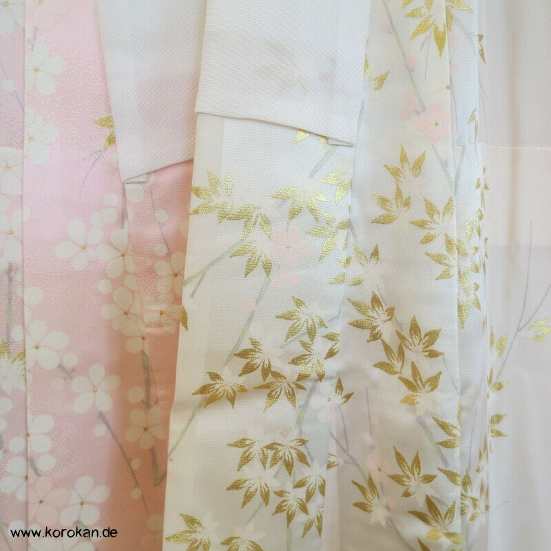 Sakura Seide mit Golddruck Juban Unterkimono
