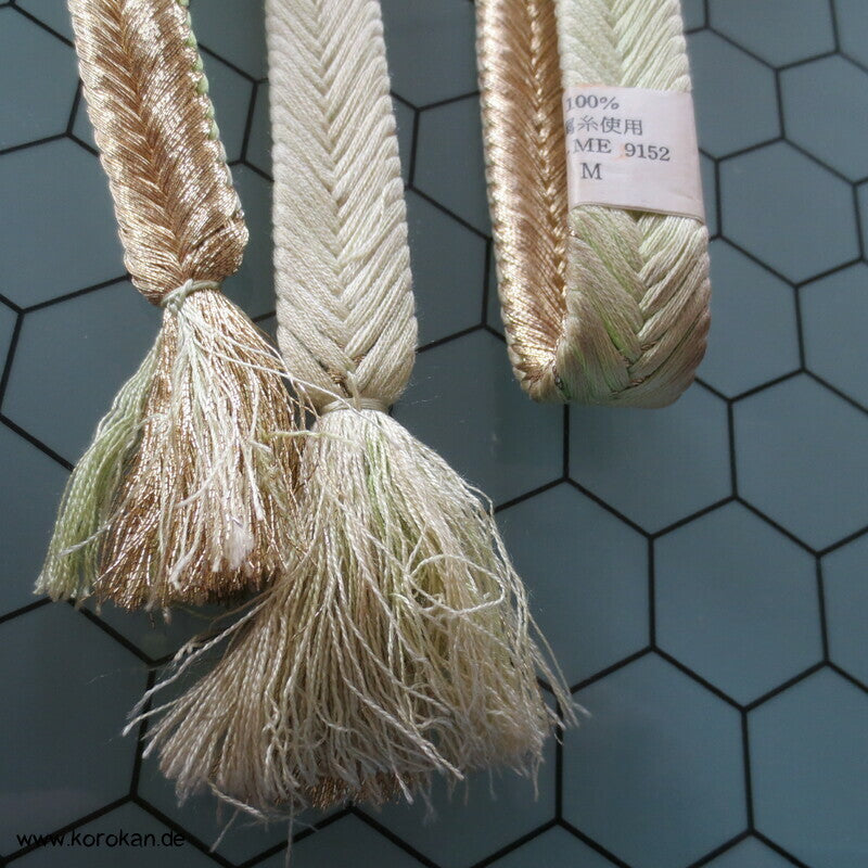 hellgrün arrow feather Obijime, Seide / Lurex
