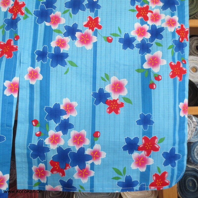 Streifen und Sakura Blüten Yukata Kimono, reine Baumwolle