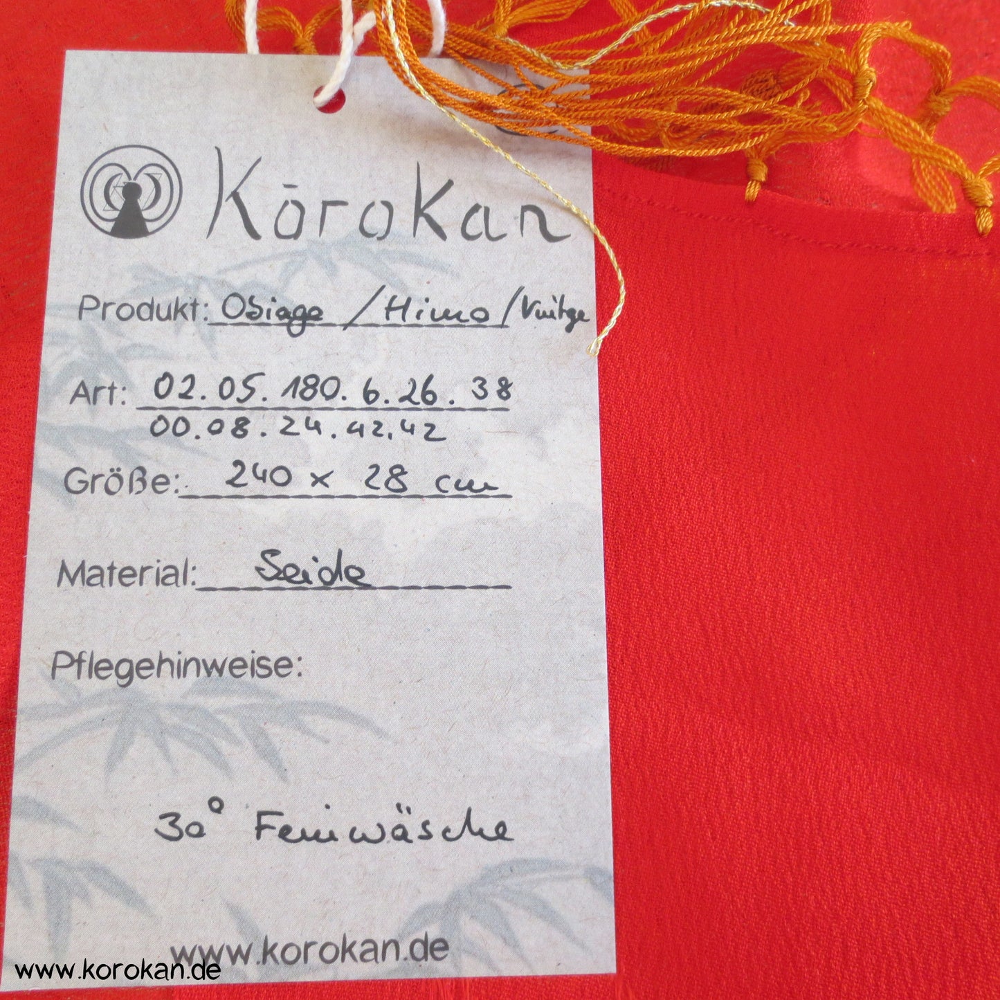 japanisches Shigoki - Kimono Bindeband - Seidentuch mit Fransen, eingewebtes Muster