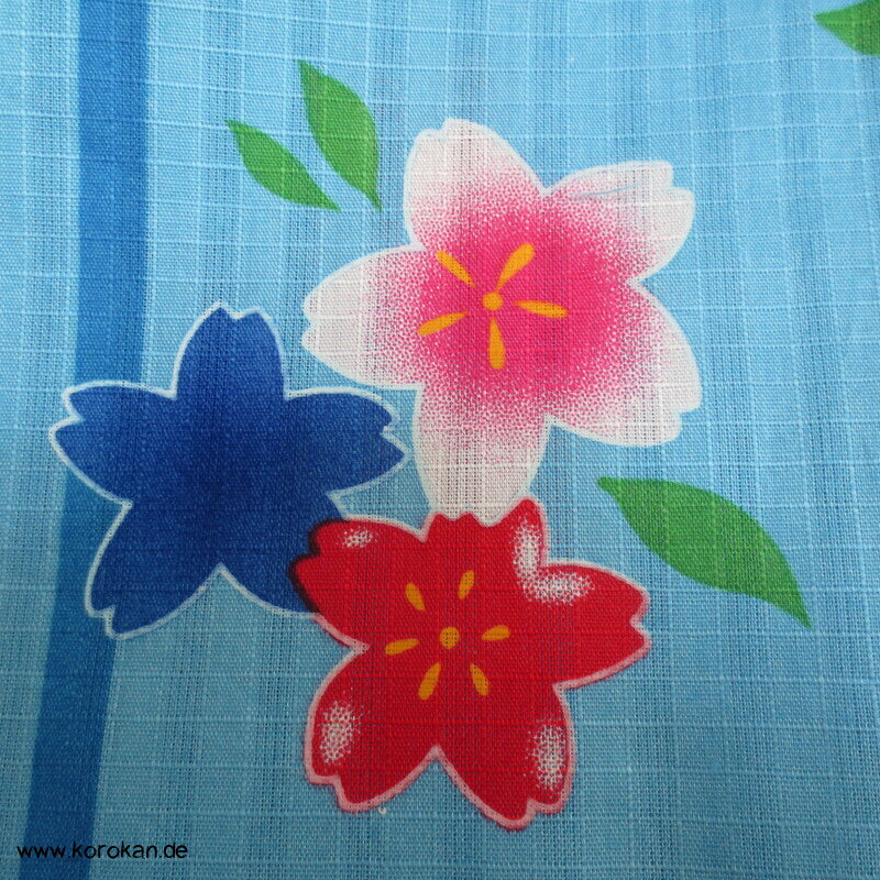 Streifen und Sakura Blüten Yukata Kimono, reine Baumwolle